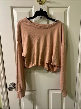 aerie Cropped Long-Sleeve Top in Dusty Orange